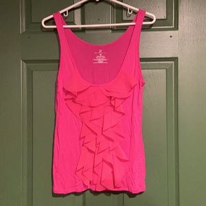 Pink Tank top with ruffle front